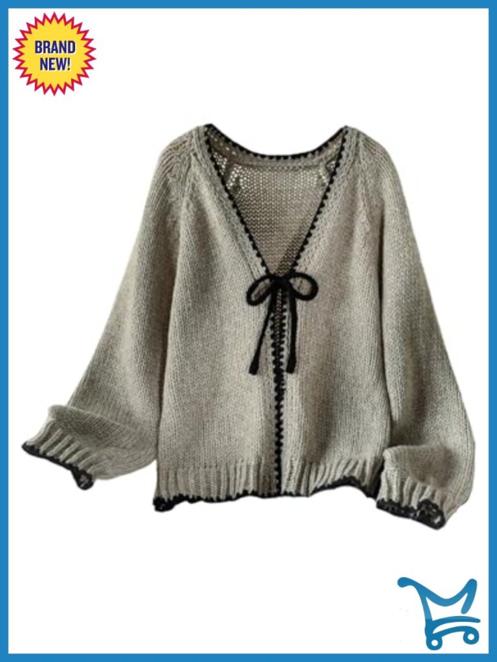 Plus Size Bow Cardigan Sweater V Neck Long Sleeve Knit Outerwear